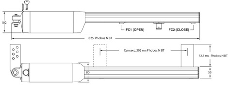 привод Phobos N BT габаритные размеры